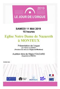 Soif de Culture - Journée mondiale de l'orgue. Le samedi 11 mai 2019 à MONTEUX. Vaucluse.  15H00